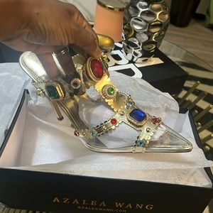 AZALEA WANG ZYA EMBELLISHED GEM PVC STILETTO MULE IN MULTI